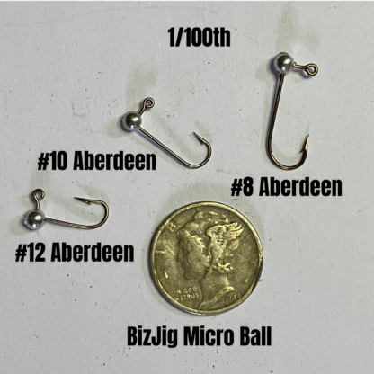 Glasswater Angling lead free 1/100 oz. BizJig bismuth alloy jig head hook size chart