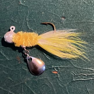 Jester Jig lead free 1/16th oz. spin belly jig made from hackle vees