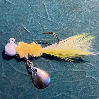 Glasswater Angling Jester Jig lead free spin belly jig in yellow white and pearl