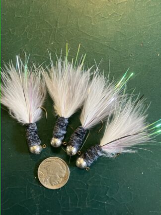 Lead Free Glasswater Angling Jester Jigs in a gray shad pattern for crappie and bass size 1/8th oz.