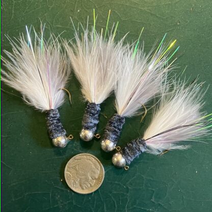 Lead free Glasswater Angling Jester Jigs in gray shad pattern for crappie and bass 1/8th ounce