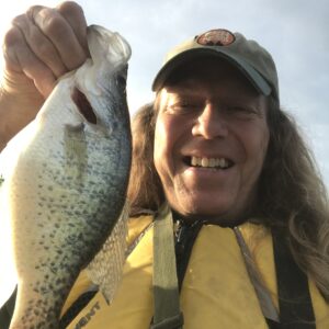 Glasswater Angling's co-founder John "Crappie Hippie" King with a nice slab on a lead free Jester Jig