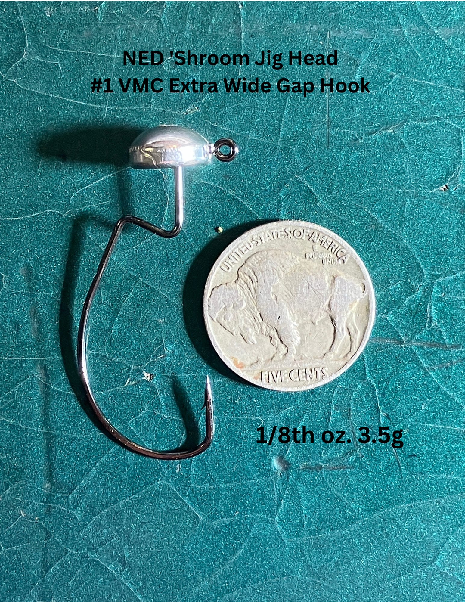 Offset Weedless NED mushroom jig heads with VMC Extra Wide Gap